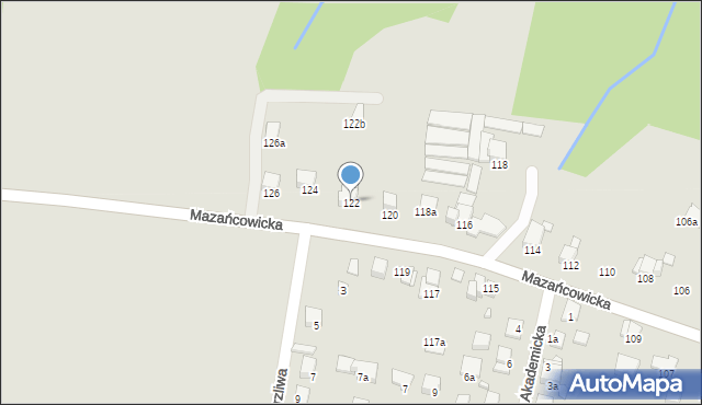 Bielsko-Biała, Mazańcowicka, 122, mapa Bielsko-Białej