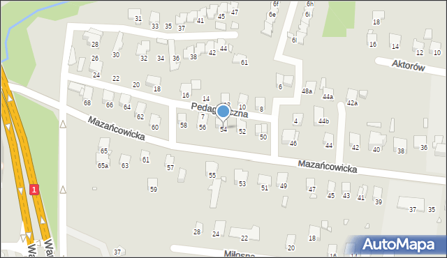 Bielsko-Biała, Mazańcowicka, 54, mapa Bielsko-Białej