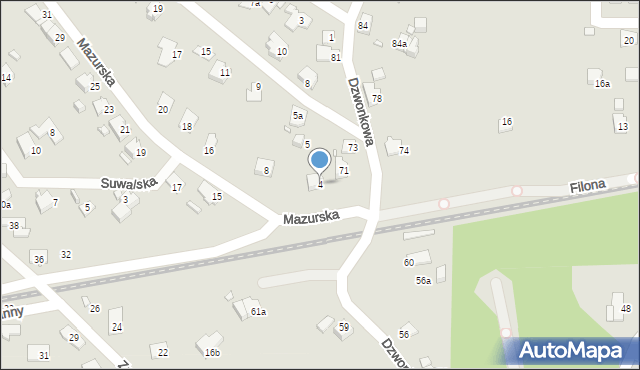 Bielsko-Biała, Mazurska, 4, mapa Bielsko-Białej