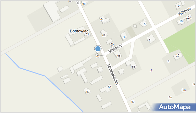 Bobrowiec, Mazowiecka, 61, mapa Bobrowiec