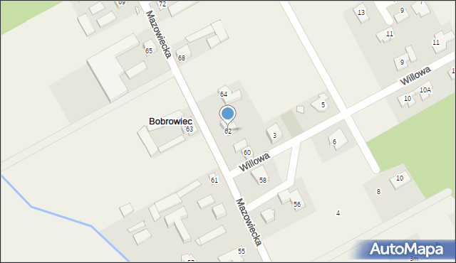 Bobrowiec, Mazowiecka, 62, mapa Bobrowiec