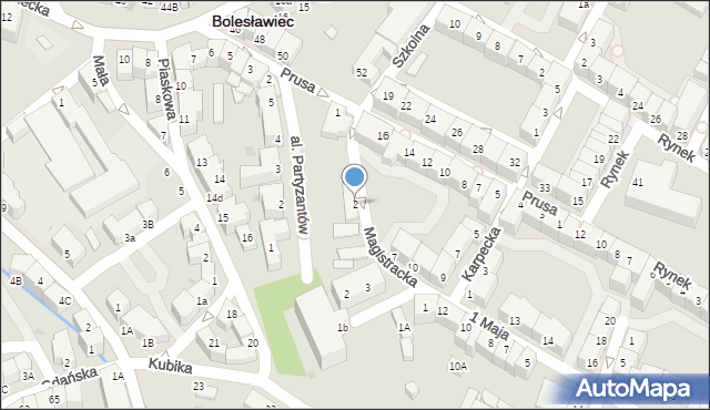 Bolesławiec, Magistracka, 2, mapa Bolesławca