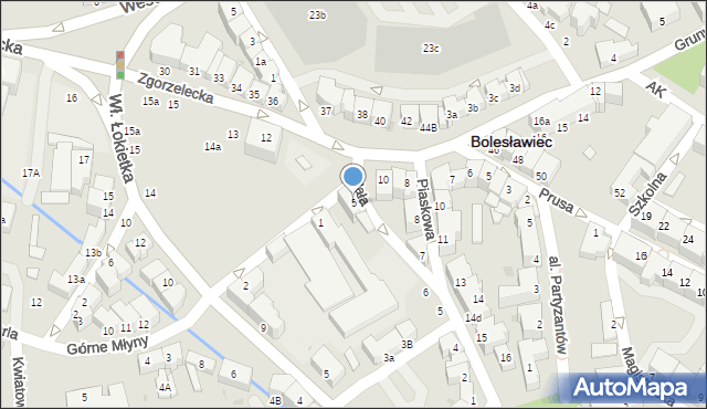 Bolesławiec, Mała, 5, mapa Bolesławca