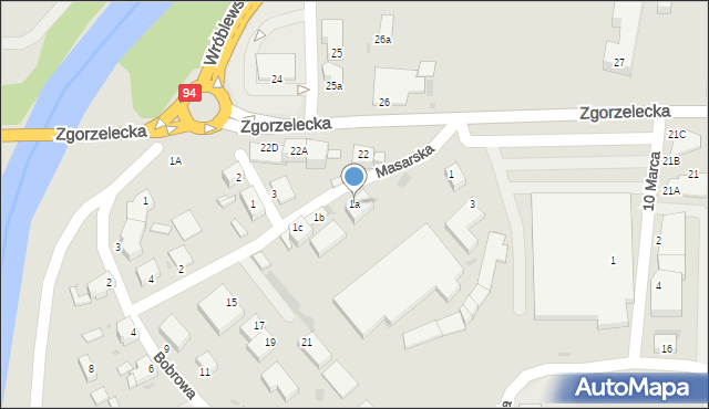 Bolesławiec, Masarska, 1a, mapa Bolesławca