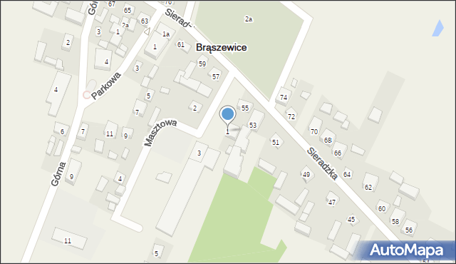 Brąszewice, Masztowa, 1, mapa Brąszewice