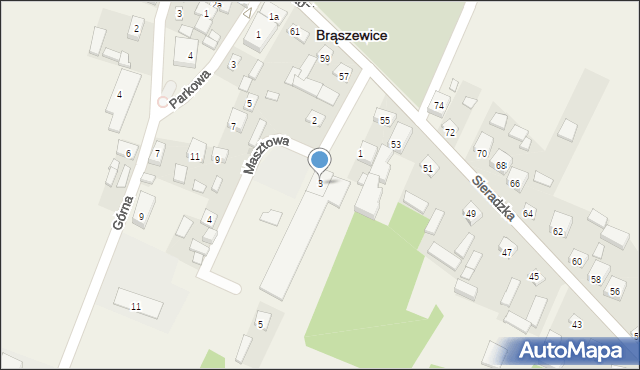 Brąszewice, Masztowa, 3, mapa Brąszewice