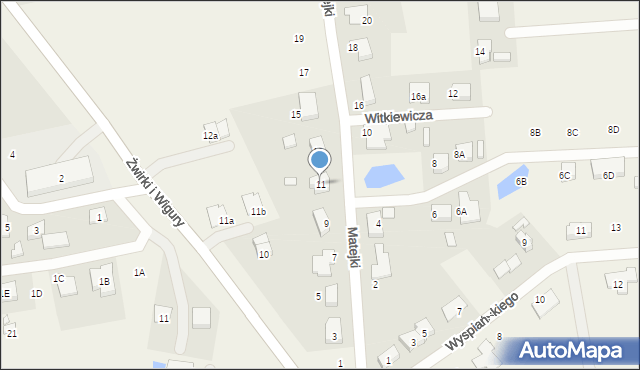 Brzezie k. Sulechowa, Matejki Jana, 11, mapa Brzezie k. Sulechowa