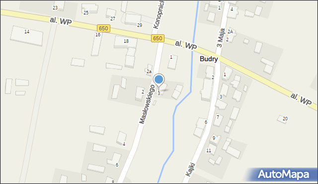 Budry, Masłowskiego Nikodema, ks., 3A, mapa Budry