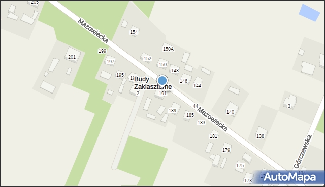 Budy Zaklasztorne, Mazowiecka, 191, mapa Budy Zaklasztorne