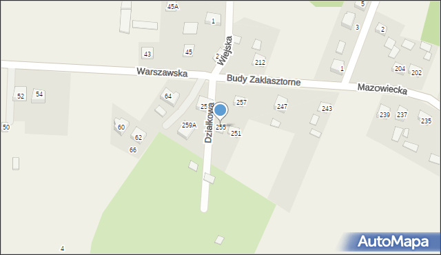 Budy Zaklasztorne, Mazowiecka, 255, mapa Budy Zaklasztorne