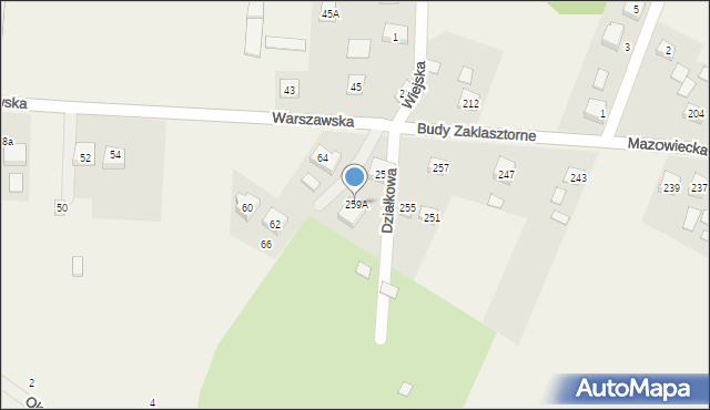 Budy Zaklasztorne, Mazowiecka, 259A, mapa Budy Zaklasztorne