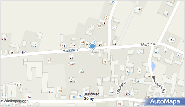 Bukówiec Górny, Marcinka Ludwika, 11, mapa Bukówiec Górny
