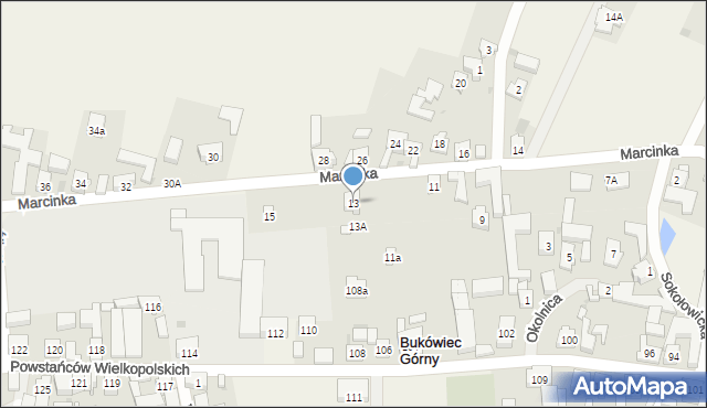 Bukówiec Górny, Marcinka Ludwika, 13, mapa Bukówiec Górny