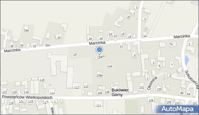 Bukówiec Górny, Marcinka Ludwika, 13A, mapa Bukówiec Górny