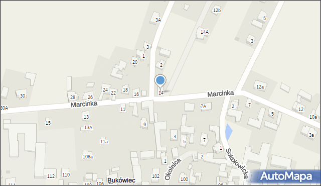 Bukówiec Górny, Marcinka Ludwika, 14, mapa Bukówiec Górny