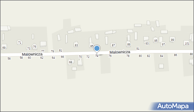 Bukowno, Malownicza, 74, mapa Bukowno