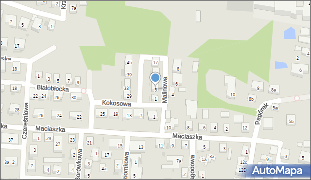 Bydgoszcz, Malinowa, 5, mapa Bydgoszczy