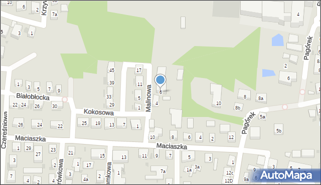 Bydgoszcz, Malinowa, 6, mapa Bydgoszczy