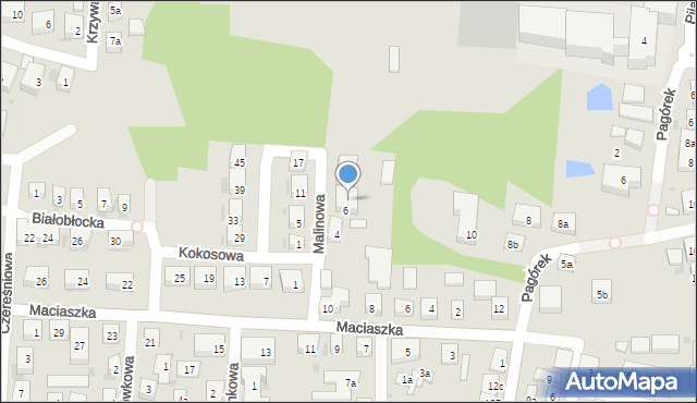 Bydgoszcz, Malinowa, 6A, mapa Bydgoszczy