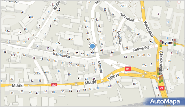 Bytom, Matejki Jana, 52, mapa Bytomia