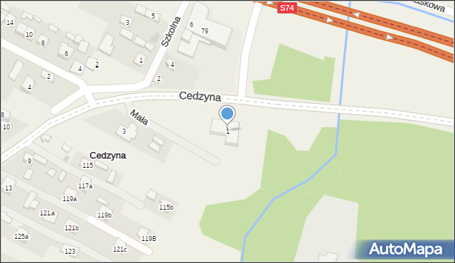 Cedzyna, Mała, 1, mapa Cedzyna