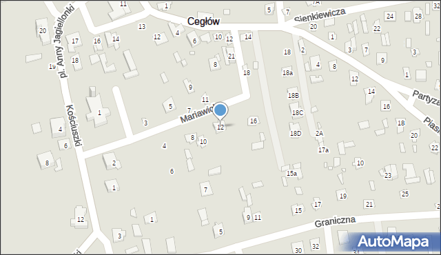 Cegłów, Mariawicka, 12, mapa Cegłów