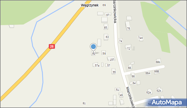 Chełmiec, Marcinkowicka, 61, mapa Chełmiec