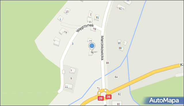 Chełmiec, Marcinkowicka, 75, mapa Chełmiec