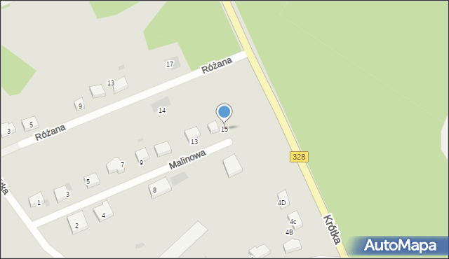 Chocianów, Malinowa, 15, mapa Chocianów