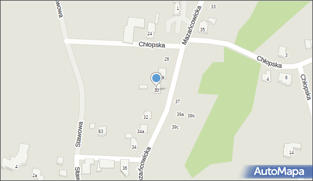 Czechowice-Dziedzice, Mazańcowicka, 30, mapa Czechowic-Dziedzic