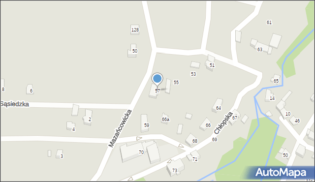 Czechowice-Dziedzice, Mazańcowicka, 57, mapa Czechowic-Dziedzic