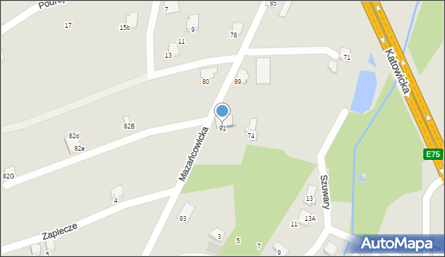 Czechowice-Dziedzice, Mazańcowicka, 91, mapa Czechowic-Dziedzic