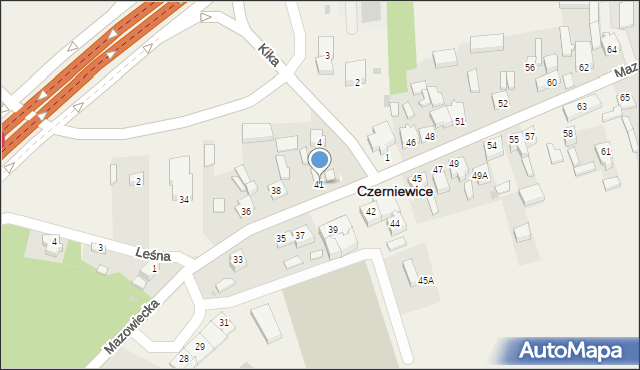 Czerniewice, Mazowiecka, 41, mapa Czerniewice