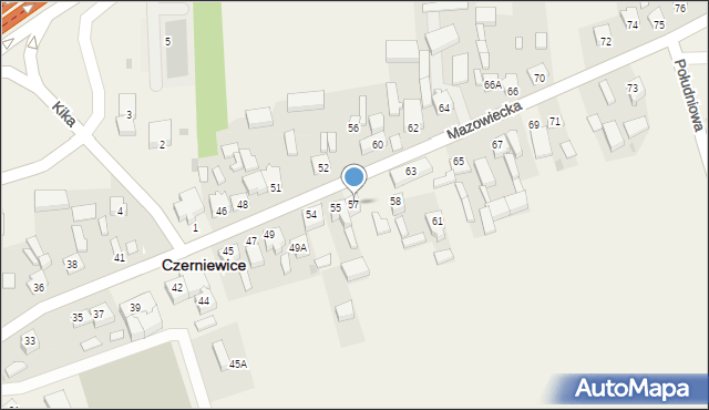 Czerniewice, Mazowiecka, 57, mapa Czerniewice