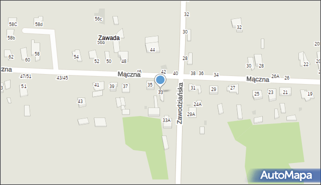 Częstochowa, Mączna, 33, mapa Częstochowy