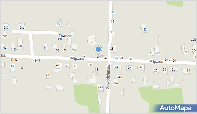 Częstochowa, Mączna, 42, mapa Częstochowy