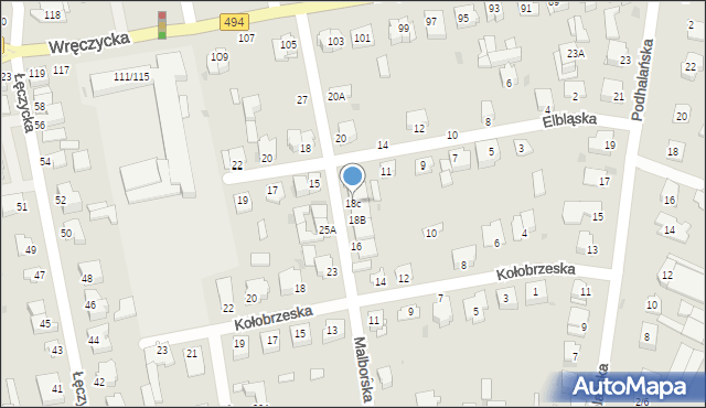 Częstochowa, Malborska, 18c, mapa Częstochowy