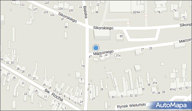 Częstochowa, Marconiego Guglielmo, 43/45, mapa Częstochowy