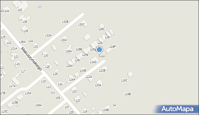 Częstochowa, Makuszyńskiego Kornela, 124E, mapa Częstochowy