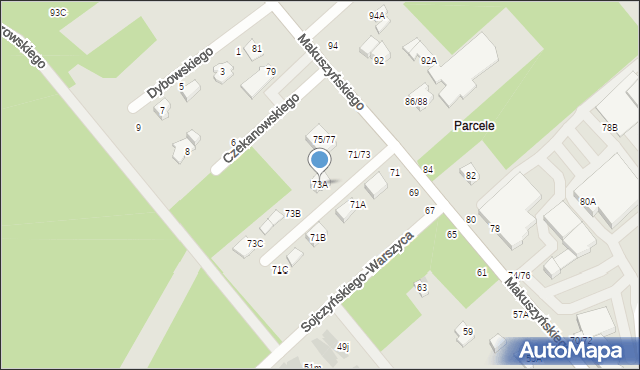 Częstochowa, Makuszyńskiego Kornela, 73A, mapa Częstochowy