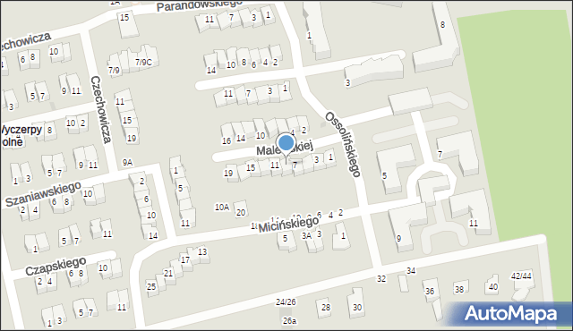 Częstochowa, Malewskiej Hanny, 9, mapa Częstochowy