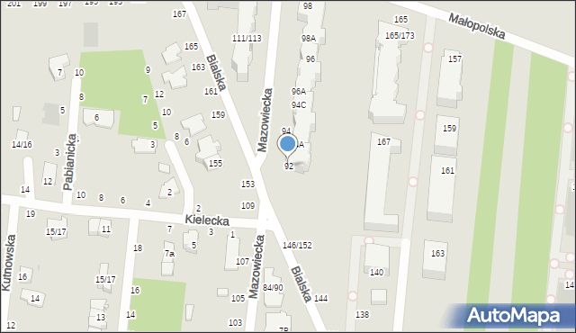 Częstochowa, Mazowiecka, 92, mapa Częstochowy
