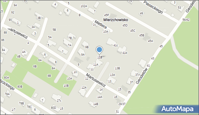 Częstochowa, Martusewicz Zofii, 11B, mapa Częstochowy