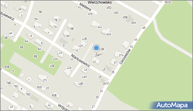 Częstochowa, Martusewicz Zofii, 13A, mapa Częstochowy