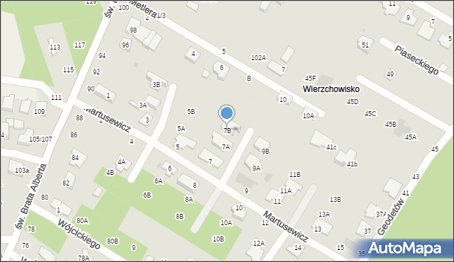 Częstochowa, Martusewicz Zofii, 7B, mapa Częstochowy