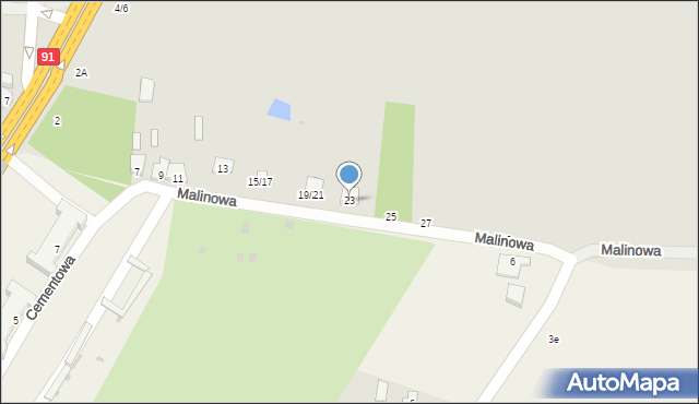 Częstochowa, Malinowa, 23, mapa Częstochowy