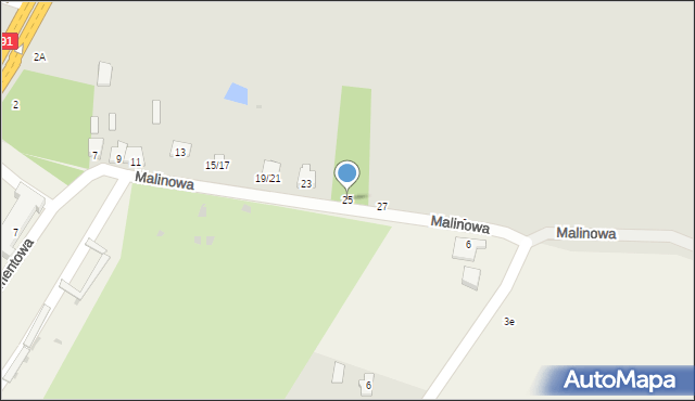 Częstochowa, Malinowa, 25, mapa Częstochowy