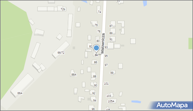 Częstochowa, Malownicza, 84, mapa Częstochowy