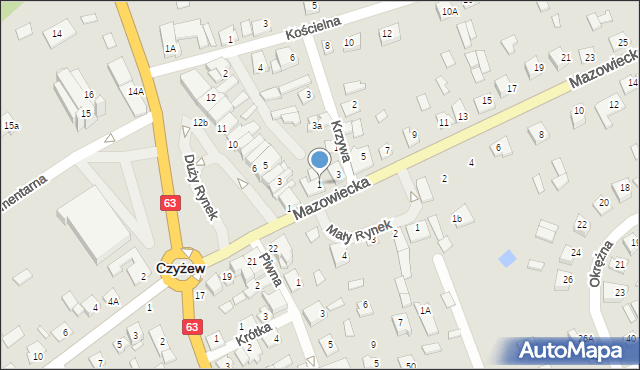 Czyżew, Mazowiecka, 1, mapa Czyżew