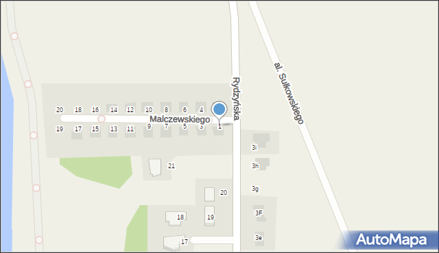 Dąbcze, Malczewskiego Jacka, 1, mapa Dąbcze